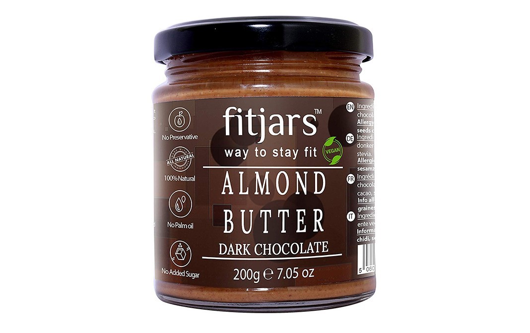 Fitjars Almond Butter with Dark Chocolate    Glass Jar  200 grams